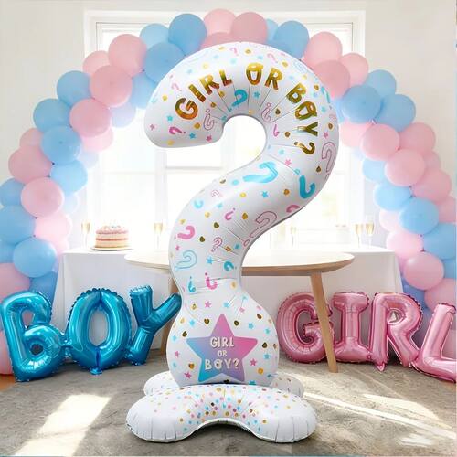 3PCS Gender Reveal Party Balloons Question Mark Balloons wit