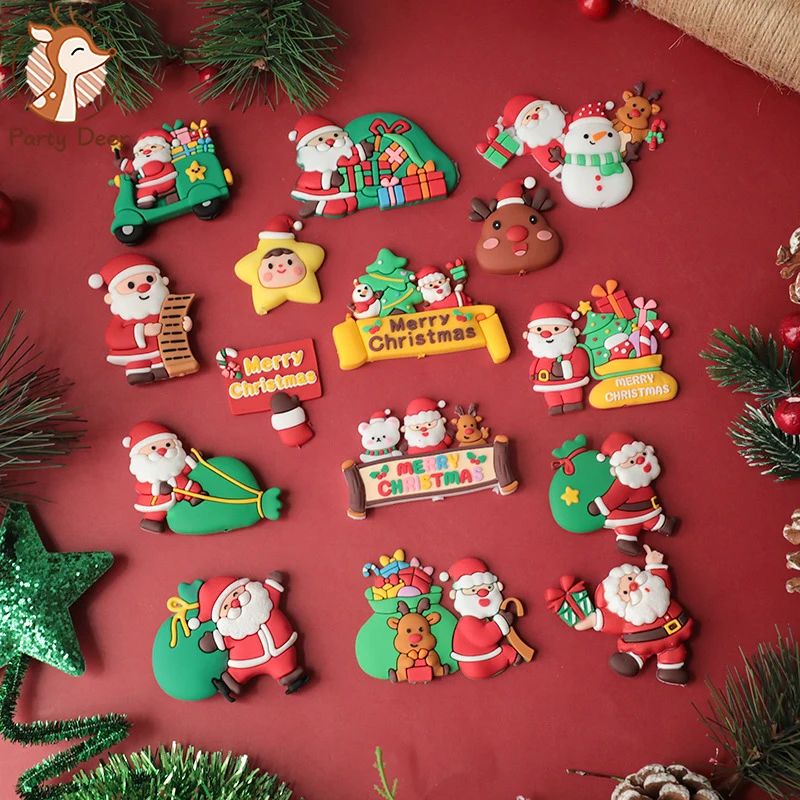10pc Merry Christmas Cake Decorations Santa Claus Beer Cake