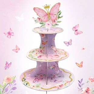 1 Set 3 Tiers Butterfly Cupcake Cake Stand Wedding Birthday