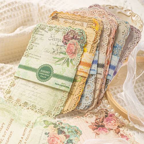 10pcs/pack Vintage Floral Lace paper Scrapbook Materials DIY