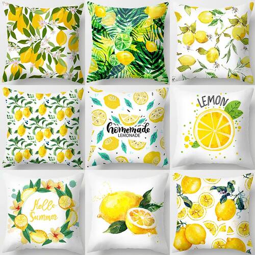 Home Decor Yellow Lemon Pattern Summer Cushion Cover Pillow