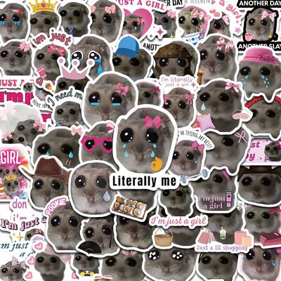 56PCS Sad Hamster Meme Cute Mouse Fun Pattern Sticker Aesthe