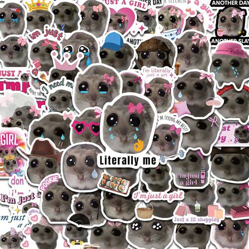 56PCS Sad Hamster Meme Cute Mouse Fun Pattern Sticker Aesthe