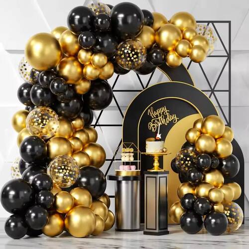 107pcs Black Gold balloon Latex Set Graduation Season Retire