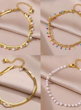 Anklets for Women Summer Beach Accessories Stainless Steel I