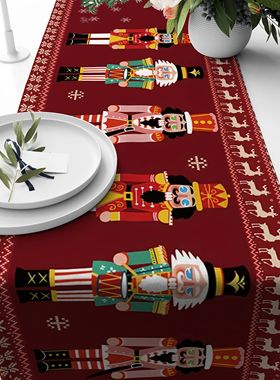 Christmas Nutcracker Red polyester Table Runner Xmas Holiday