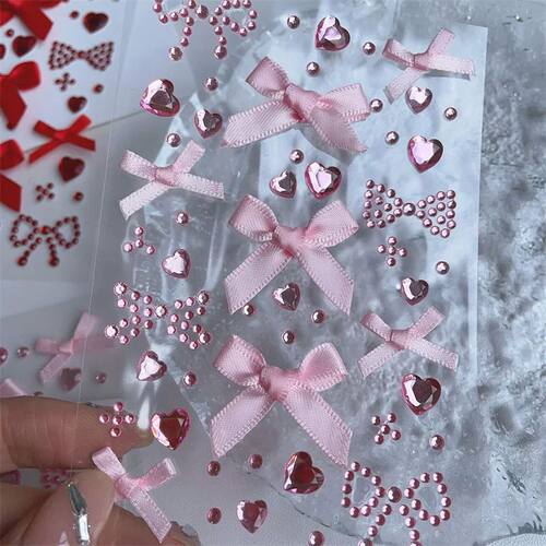 DIY Decor Kpop Photocard Sticker 3D Stereo Bow Heart Style S
