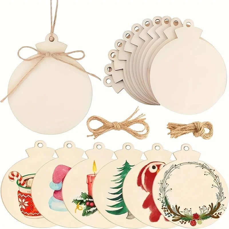10/20pcs Wooden Pendant Handmade DIY Painting Holiday Suppli