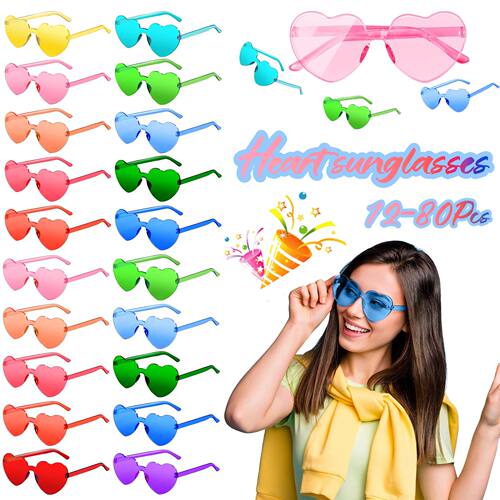 12-80 Wedding Heart Sunglasses Fun Party Sunglasses Rimless