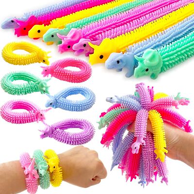 40-10 Pack Dinosaur Sensory Noodle Strings,Stchy String Fidg