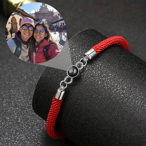 Color Picture Projection Bracelet Copper Pendant Hand Woven