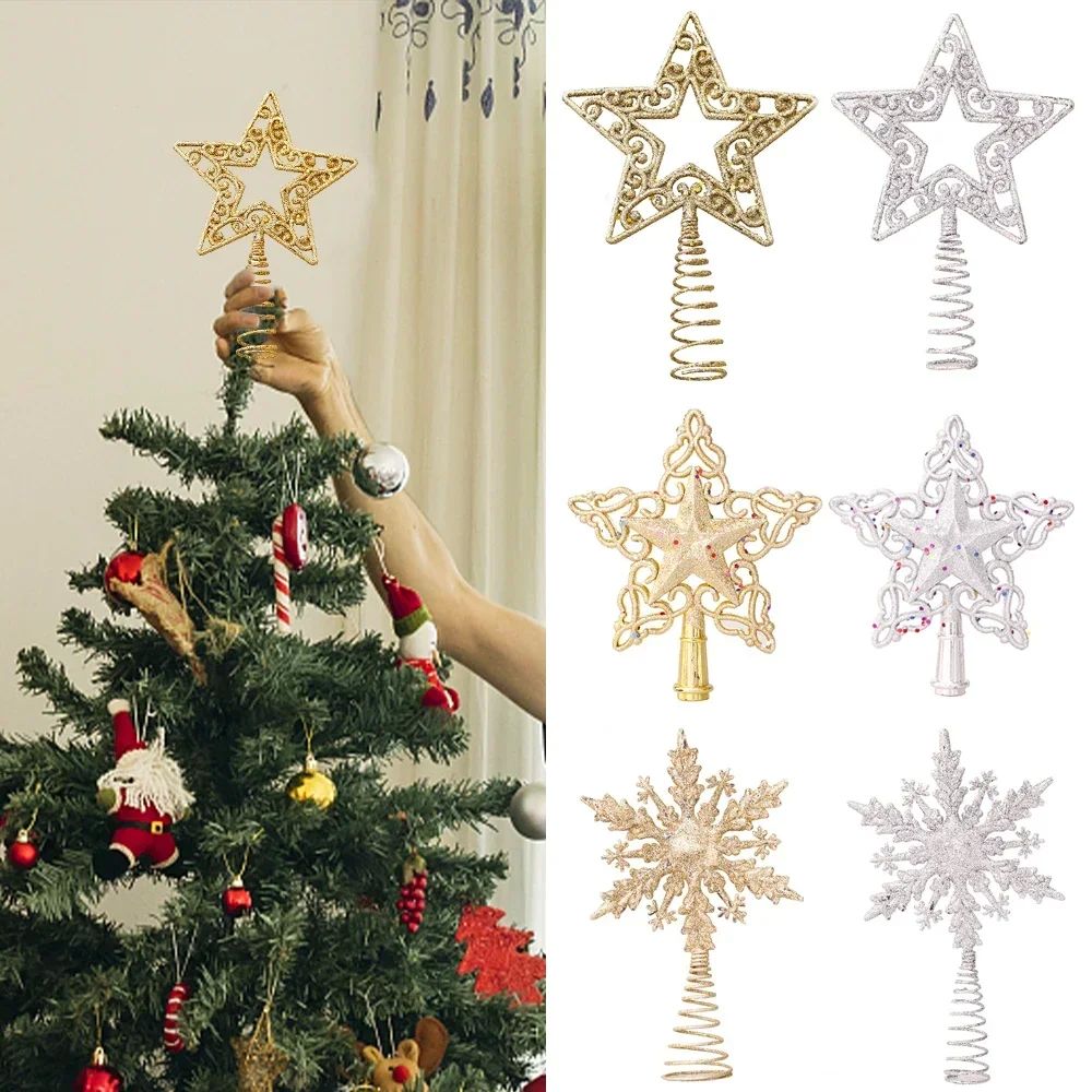 Christmas Tree Toppers Star Xmas Tree Decor Ornaments Gold S