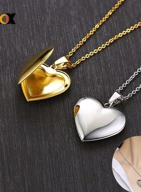 Vnox Light Heart Locket Pendants for Women Men Openable Phot