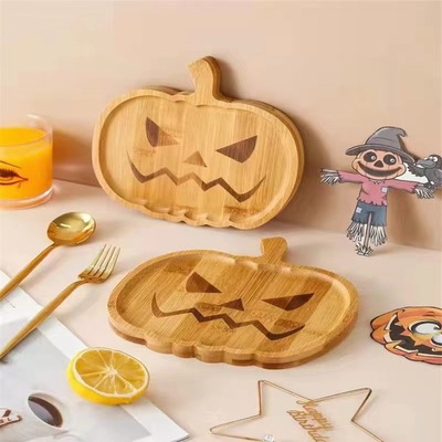 Halloween Pumpkin Plate Halloween Wooden Pumpkin Tray Plate