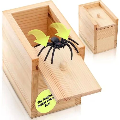 Wooden Funny Scare Box Prank with Spider in Case - April Foo