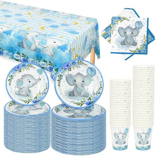 Cartoon Baby Elephant Disposable Tableware Set Paper Plate C