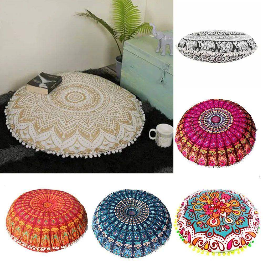43x43cm Round Pattern Pillowcase Bohemian Cushion Cover Floo