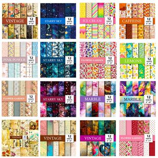 12 Sheet Scrapbooking Paper 15x15cm, Christmas Journal Plann