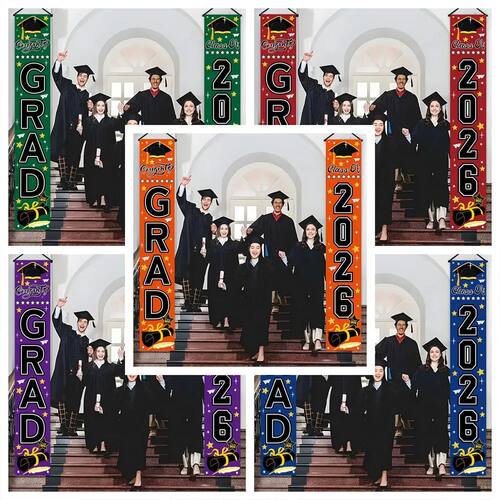 Polyester Graduation Door Banner Set Multicolor Pattern Stur