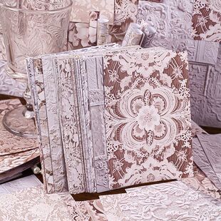 32Pcs Lace Series Material Paper Vintage Embossed Lace Patte