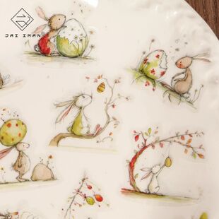 64pieces PET Easter Bunny Transparent Decoration Self-adhesi