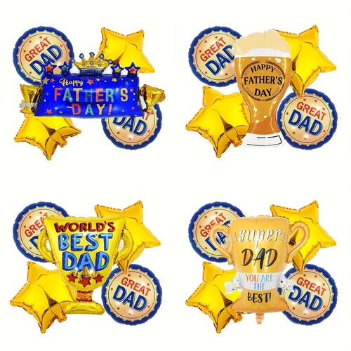 1set Large Best Dad Trophy Foil Balloons Spanish Father's Da