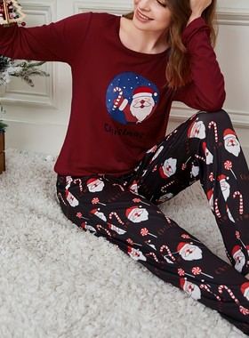 Pajamas Set Fall/winter Women's Home Suit Santa Claus Elemen