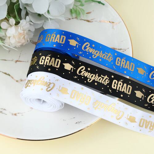 Graduation Season Theme Golden Foil Polyester Ribbon rame Ar