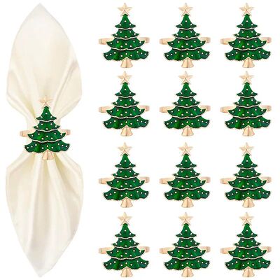6/12Pcs Christmas Napkin Rings Xmas Tree Ornaments 2025 Chri