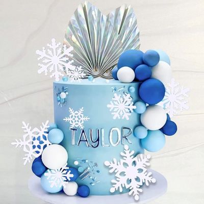 44 PCS Snowflake Cake Toppers Frozen Cake Toppers Blue Ball