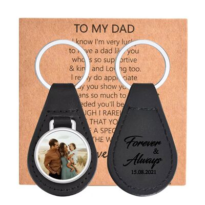 Vnox Fathers Day Gift for Dad Grandpa, Black PU Leather Keyc