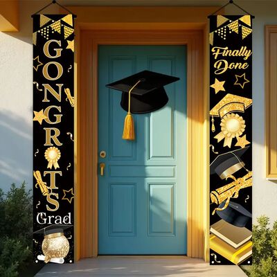 1 set Polyester Graduation Door Banners Vertical Hanging Por