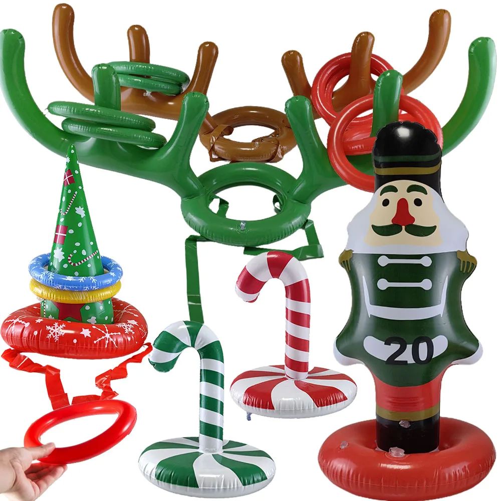 Christmas Games Ring Toss Inflatable Reindeer Antler/Candy C