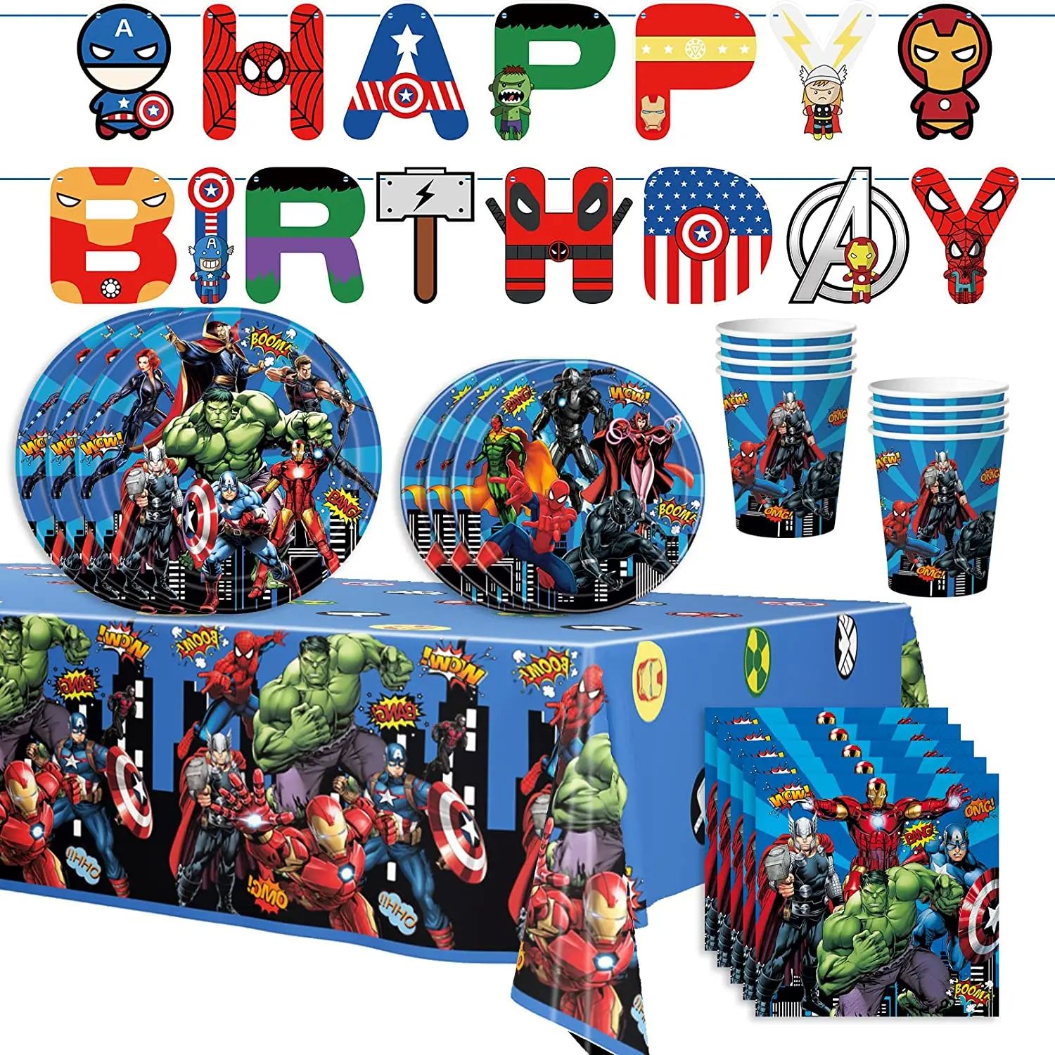 Avengers Party Supplies for Kids Superhero Theme Birthday Pa 节庆用品/礼品 节日装扮用品 原图主图