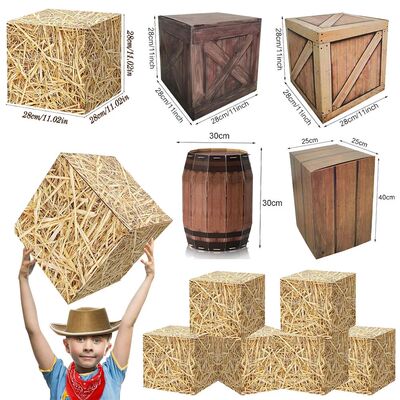 Hay Bales Paper Boxes Decor Western Cowboy Party Decorations