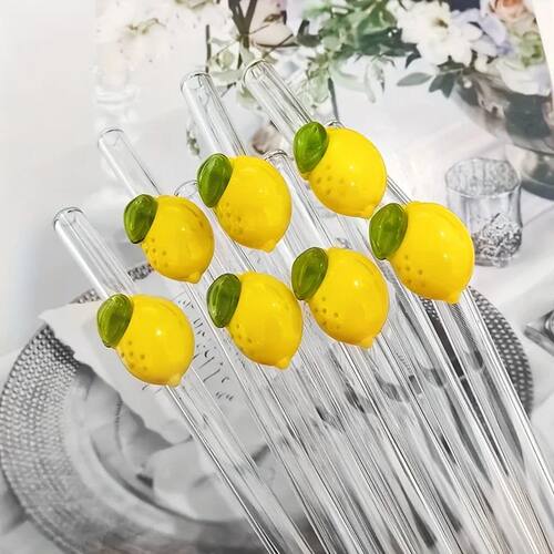 1set Lemon-Themed Glass Heat-Resistant, Reusable Drinking St
