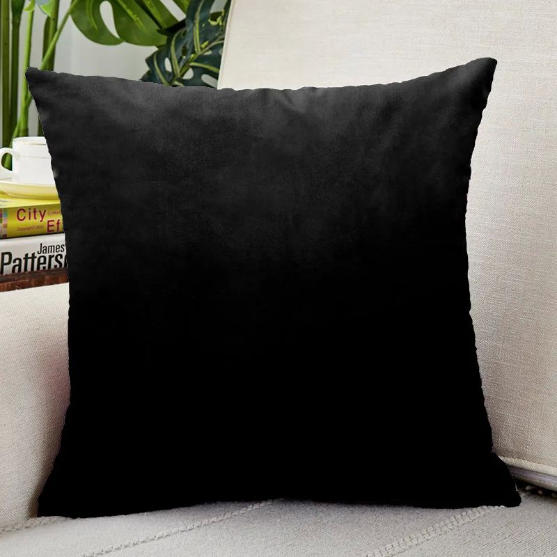 Black Velvet Cushion Cover 45x45cm Lumbar Pillow Case for Li