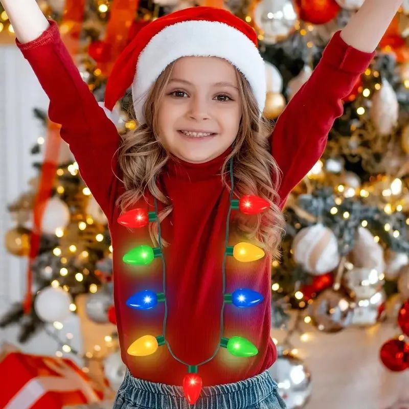 9 Bulb LED Light Up Necklace Colorful Flashing Bubble Glow L
