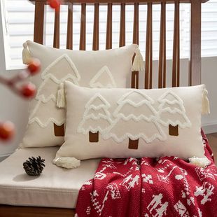 Battilo Christmas Throw Pillow Cover with Tassels Decorative