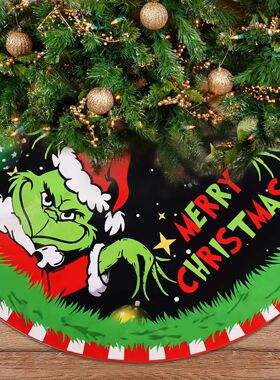 Green Monster Grinch Christmas Tree Skirt Festive Atmosphere