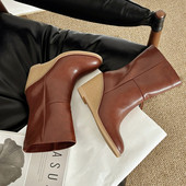 圆头坡跟橡胶胶粘工艺冬季 时装 靴