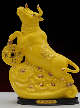 采购产品陶瓷黄牛饰品，十二生肖，扭曲进入世界，财富，城镇住宅