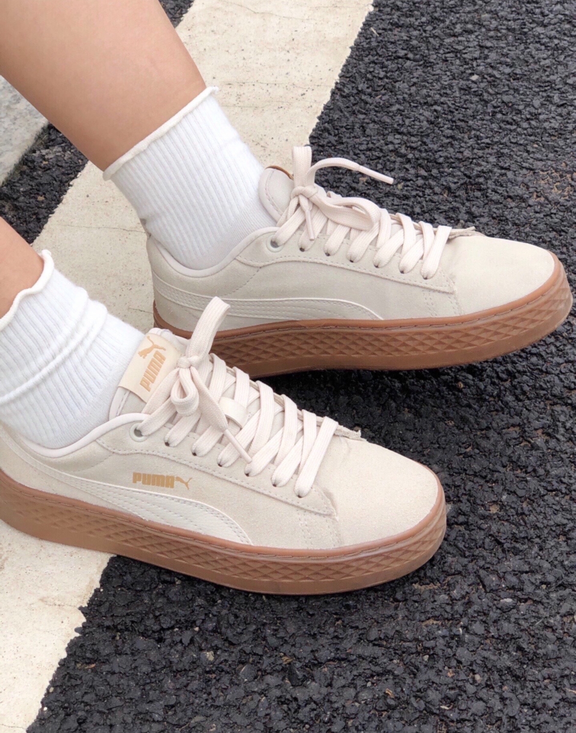 PUMA Smash Platform SD 轻便 低帮 板鞋 女款 桦木色 366488-03