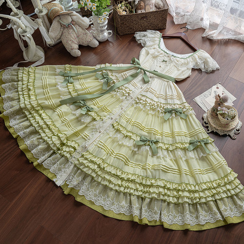 塔莎的花园青草奶绿JSK