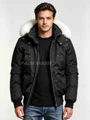 Palm Moose Men Winter Fur Hood Bomber Down Jacket with NFC