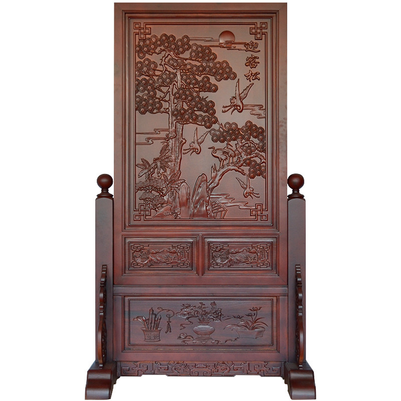 木雕屏风中式实木移动落地小户型迷你屏风办公室客厅进门屏风隔断