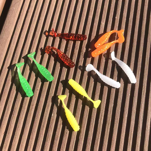 2.5cm波动小T尾鱼路亚微物根钓钩软饵海鲈翘嘴鳜鱼假饵软虫根钓用