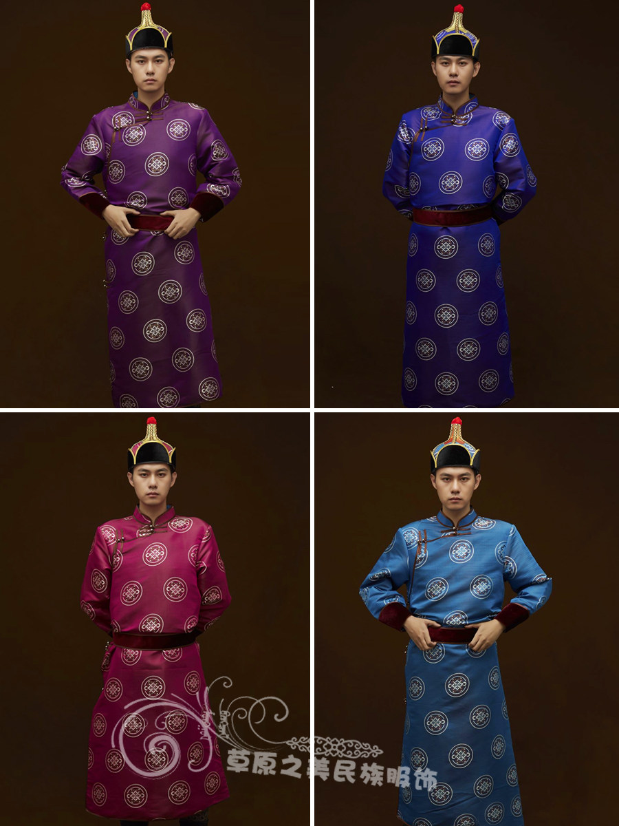 男士蒙古袍日常生活装新款秋季长款蒙古舞蹈演出服蒙古族常服热卖