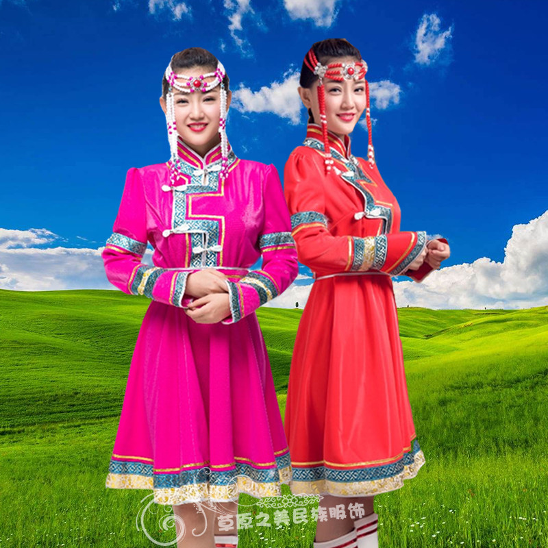 女士长裙演出服务员工作服蒙古袍