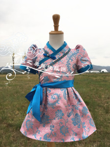 夏季女孩蒙古舞蹈演出服蒙古服装公主裙蒙古袍短袖日常生活装包邮